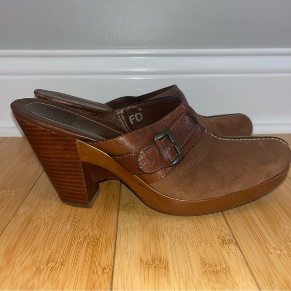 Cole Haan Brown Leather Clogs with Buckle size 10B Brazil - Picture 2 of 7